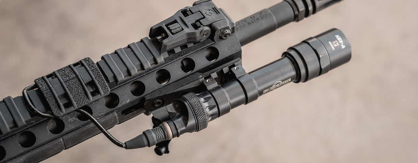A black cantilever rail piece that acts as an extended mlok light mount to push your flashlight further down the rifle barrel.