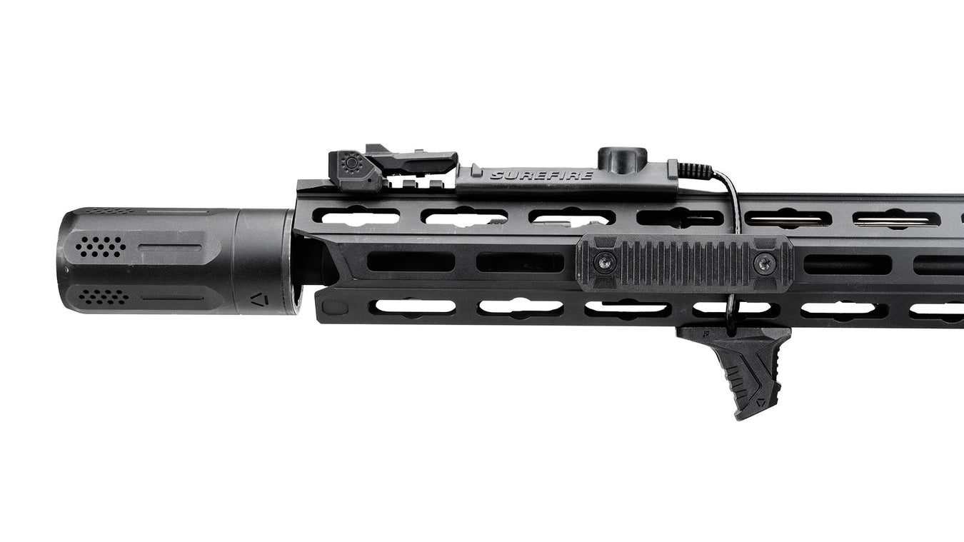 strike industries mlok mini handstop installed with muzzle and flashlight