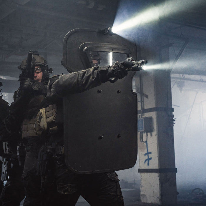 Ballistic Shield Light | 1,500 Lumen Tactical Light | Dual Fuel Power for Shield Operations