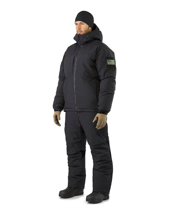 Cold WX Pant SV in Black, shown with Jacket, Front View