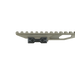 the image showcases the DOT DORM EXT in the color FDE or flat dark earth and is on a side view that features the clamp in which the mount will be attached to the rifle of the user./
