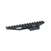 the image showcases the DOT Dorm EXT in the color black and is positioned in an angle that showcases the left side and parts of the topside of the item itelf. in the image, we can see the DOT logo branded on the side and also the mounting screws of the items that will be used to mount and lock it in on the user's rifle.