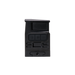 an image of the DOT EHS-1 L holographic sight in the color black is presented on its left side where we can see the adjustment dials and the ide ridges that provide more grip on the item, and we can also see the item's  clamp are where the holographic sight is clamped or mounted on a riser directly on the user's rifle.