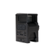 the image showcases the DOT EHS-1 L Holographic Sight in the color black and is presented in the rear left view of the item where we can see the eye hole that features a glass where the user uses to peak through and on the left side is the adjustment dials and grip ridges of the item.