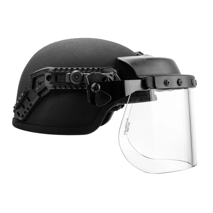 Team Wendy Paulson EPIC DK7 Rail Mounted Ballistic Face Shield - Ballistic Riot Face Shield w/ Optically Correct Antifog Lens