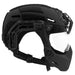 Left side view of the Galvion Caiman Bump Mandible in black, attached to the Caiman Bump Helmet and Fixed ARM Visor.