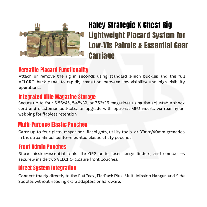 Haley Strategic X Chest Rig - Low-Profile 12.6 oz Tactical Rig for Urban & Confined Spaces