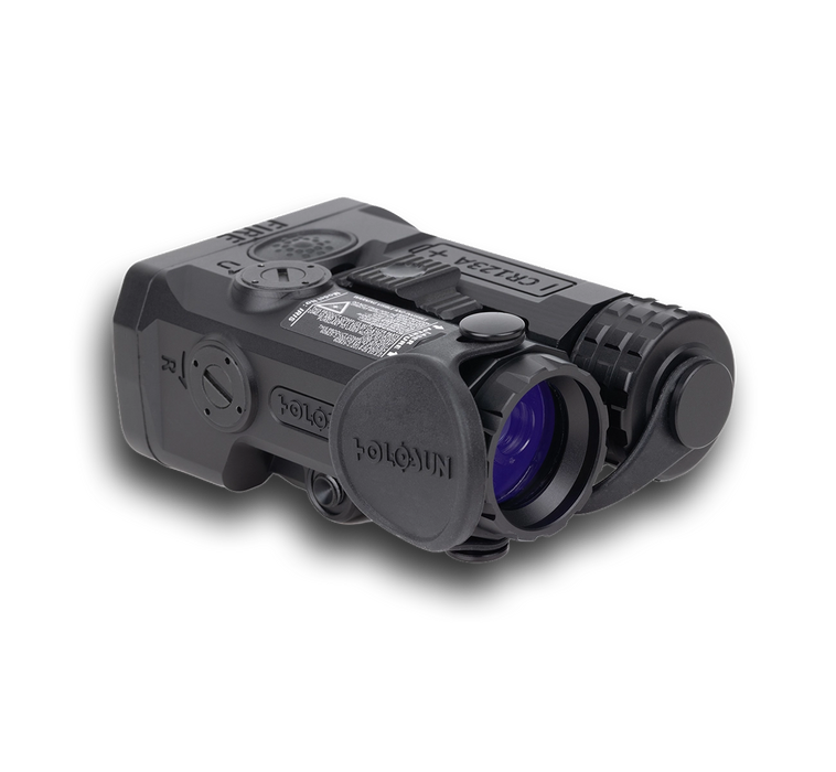 The Holosun Iris GR3 in the color black and is featured on a right side-view wher eyou can see the goggle piece and the knobs of the sight