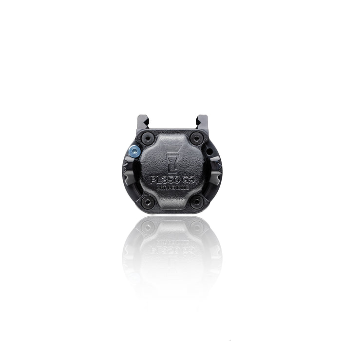an image of the PL350 3's bottom part where it features a switch stop screw in the color black and handles the activation and deactivation of the light and can be positioned on the user's preferences. 