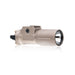 an image of the PL350 in the color flat dark earth or FDE and has the OKW V2 light head where it is angled that you can see the right side of the item where the brand name and the words "dual fuel" is branded on it in white and we can see the attachment partition that attaches this light on a pistol.