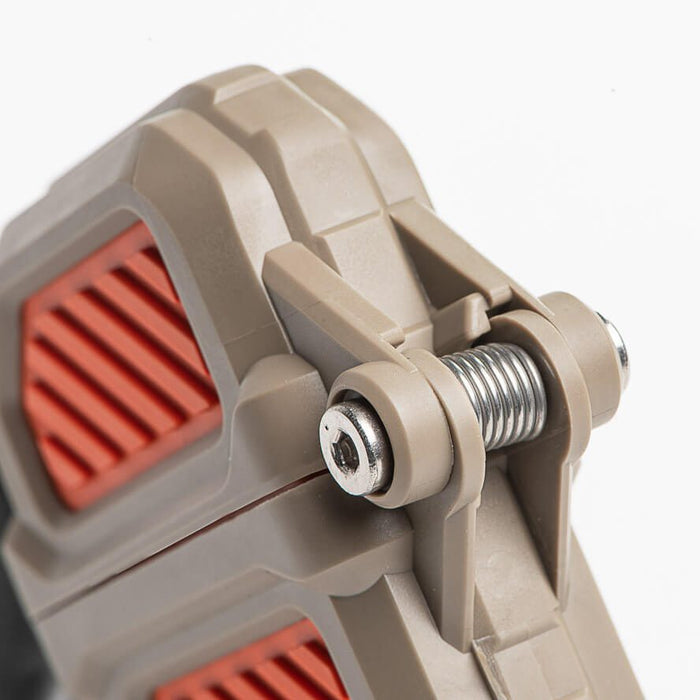 Strong spring on the hinge of PyroVault 2.0 Lighter Armor.