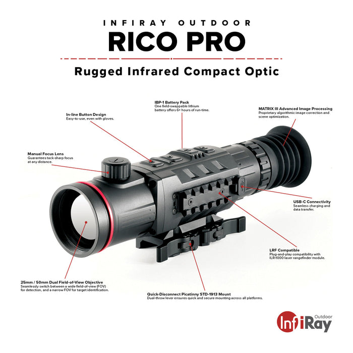iRay Rico Pro | 640 Variable 25/50mm Thermal Weapon Sight