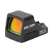 A clear, frontal isometric view of the Holosun HS507K-X2 multi reticle reflex sight, showcasing the thick protective glass lens and the angled, durable aluminum housing.