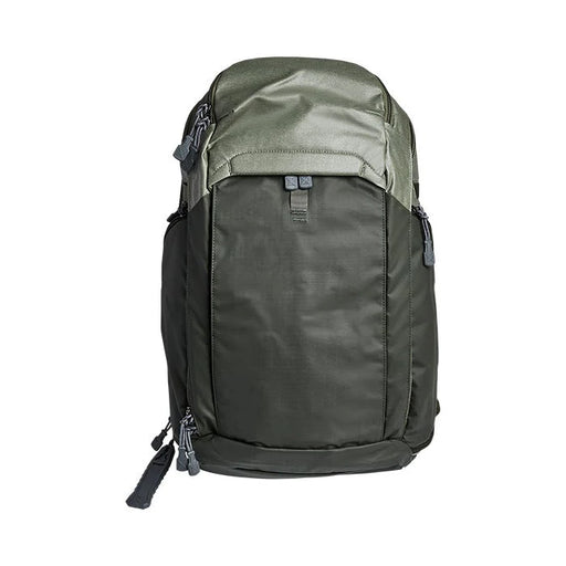 A clear frontal view of the Vertx Gamut 25L CCW Backpack showing the Heather OD and Rudder Green color scheme.