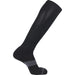 A clear profile shot of the black Salomon Quest Forces Knee Socks, displaying the full knee-high length and reinforced shin zones designed to protect against boot abrasion.