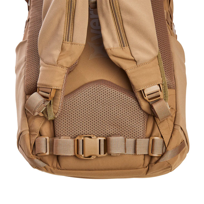 A close-up view of the removable hip belt on the Vertx Siege 25L tactical backpack, designed to stabilize heavy loads during movement.