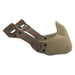 A detailed side view showing the left-to-right profile of the Tan 499 Caiman ballistic mandible guard as it curves around the lower face for mission-ready protection.