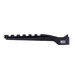 A detailed view of a black red dot riser with forward rail, showing its machined aluminum finish and mounting points for tactical accessories.