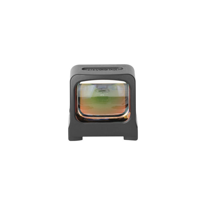 A direct frontal view of the Holosun SCS PDP optic, showcasing the clear glass viewing window and the durable, low-profile aluminum housing.