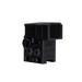 A left-angled, frontal view showing a tactical optic sight equipped with the black DOT EHS-1 Anti-Reflection Device securely installed over the lens.