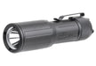 A left isometric view shows the sleek, textured body and push-button tailcap of the Sig Foxtrot EDC, highlighting its durable, easy-to-carry design.