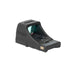 A rear right-angled isometric view of the Holosun SCS optic, displaying the textured back profile, the durable housing, and the clear glass viewing window from the shooter's perspective.