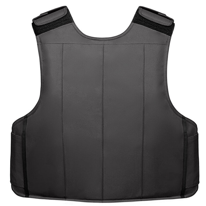 A rear view of the safe life defense tactical uniform shirt carrier, displaying the smooth back panel design that maintains a professional Class A uniform appearance while holding rear ballistic armor.
