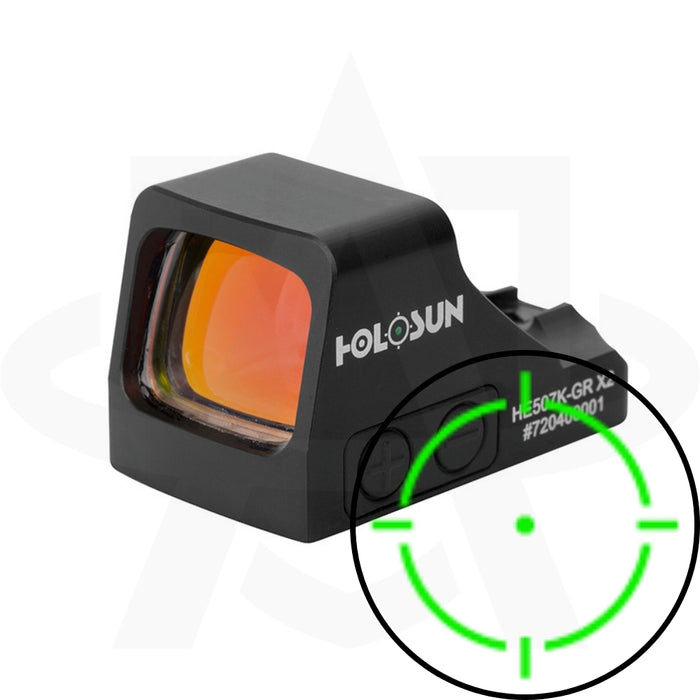 a-right-frontal-isometric-view-of-the-green-reticle-holosun-hs507k-x2-optic-featuring-a-small-graphic-in-the-bottom-right-corner-that-clearly-displays-the-illuminated-2-moa-green-dot-and-32-moa-circle