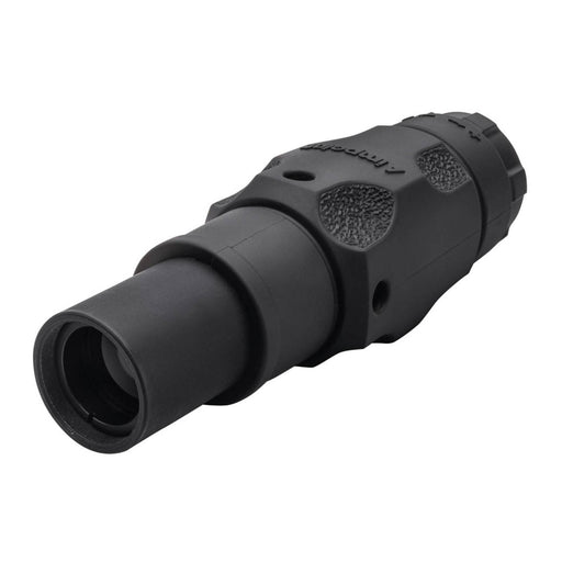 Angled view of the 6xMag-1 its two screws for centering are being display along with the diopter ring