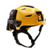 Angled side view of the yellow Team Wendy EXFIL Rescuer helmet.