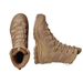Looking down at the top and side of these coyote brown best hiking boots, you can see the wide width design and the sensiFIT technology that wraps around the foot to provide a customized and comfortable fit for long mountain patrols.