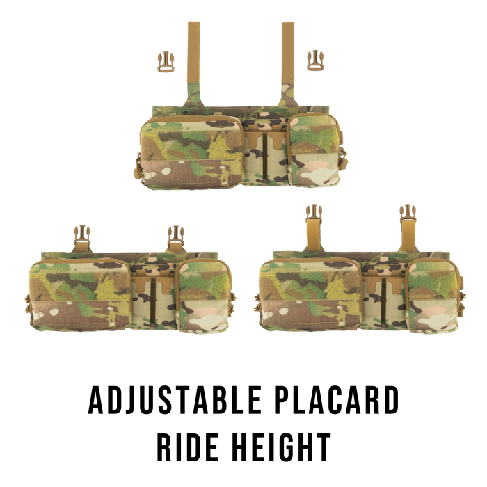 Haley Strategic Heavy Placard Multicam: Adjustable Cell Depth for Extended Mags & Radios w/ (4) MP2 Inserts