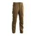 Frontal side view of the coyote Camas Pro Hunting Pants showing the built-in knee pockets in the foreground.
