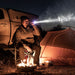 camper using the surefire edc1-dft turbo to scan surroundings