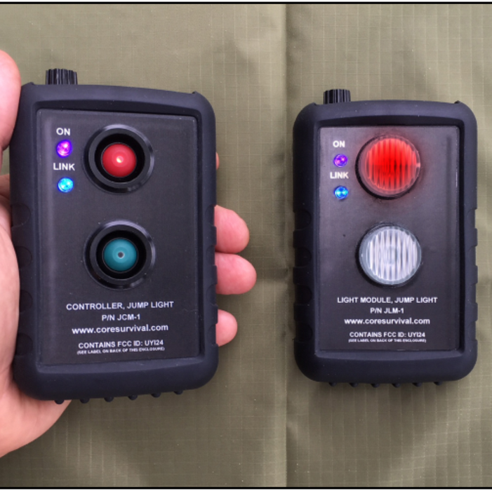 CORE Survival JPL-401 wireless jump light set featuring the JCM-1 Control Module and JLM-1 Light Module.