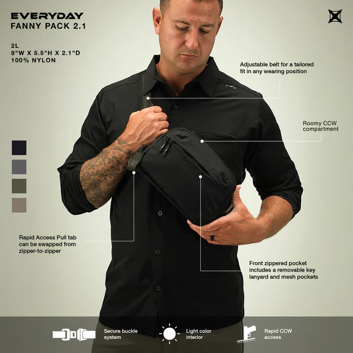 Vertx Everyday Fanny Pack 2.1 | Upgraded CCW Waist Bag w/ Holster Retention