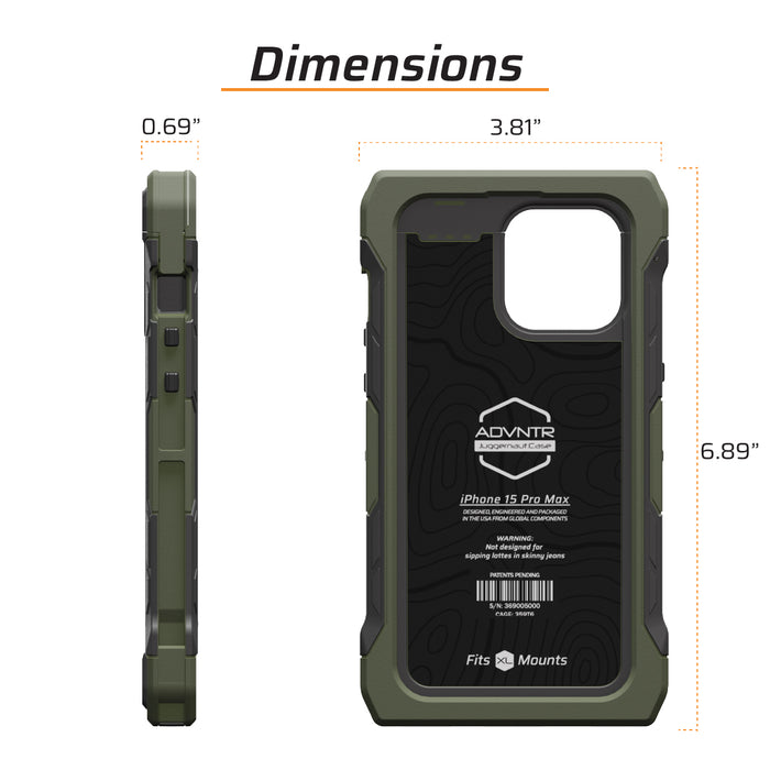 dimensions juggernaut case iphone 15 pro max advntr phone case