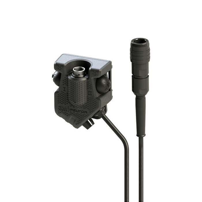 A side-by-side view of the fl710-synaps Dual Push-to-Talk Adapter, highlighting the specialized connector specifically engineered for the Thales SYNAPS radio to ensure secure and clear communications for international tactical teams.