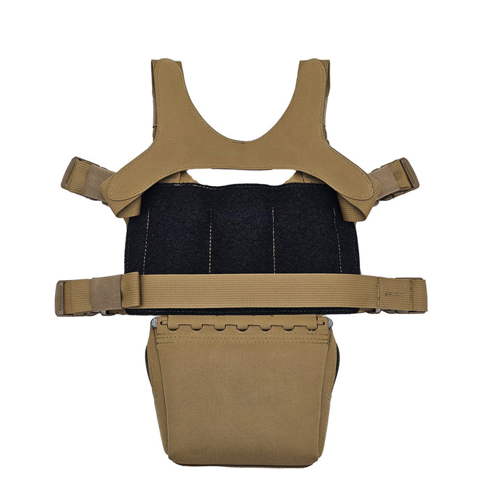 esstac 5.56 triple hinged piggy chest rig coyote brown back loaded