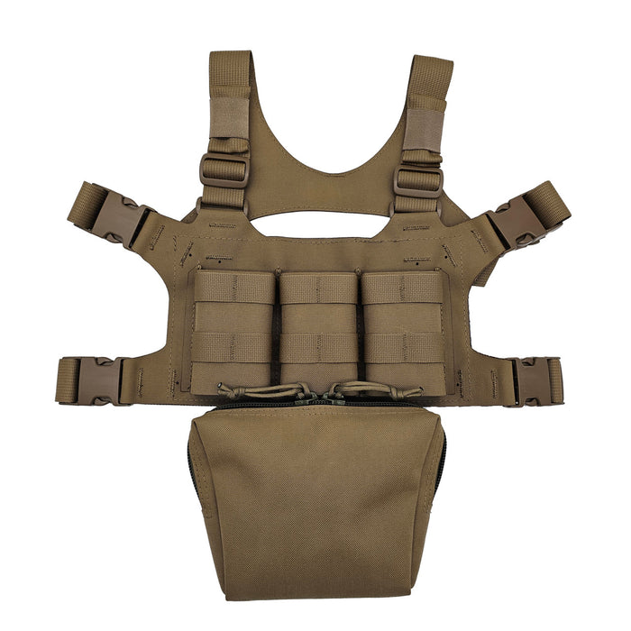 esstac 5.56 triple hinged piggy chest rig coyote brown front loaded