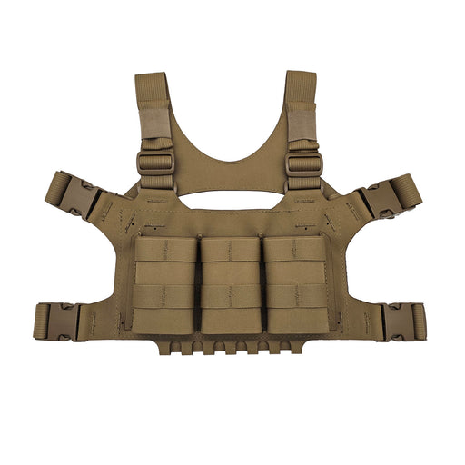 esstac 5.56 triple hinged piggy chest rig coyote brown front