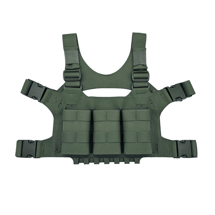 esstac 5.56 triple hinged piggy chest rig ranger green front