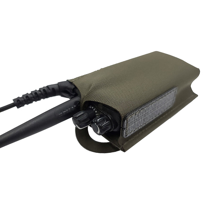 esstact motorolla xpr6500 radio pouch ranger green tegris side