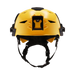 Front view of the yellow Team Wendy EXFIL Maritime RESCUER Bump Helmet System, featuring the integrated aluminum shroud in the foreground