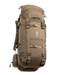 A frontal angled view of the Eberlestock Brute 3500 Pack in Dry Earth tan, showcasing the streamlined "out-of-the-box" internal frame system and the water-repellent 330D Ripstop fabric.