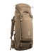 A frontal angled view of the Brute 4500 Load Hauling Pack in Dry Earth tan, showcasing the reinforced stitching and the heavy-duty adjustable hip belt designed to manage extreme weight during backcountry extractions.