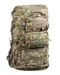 A front and slightly angled view of the Eberlestock Mission Ruck Pack in a MultiCam camouflage pattern, showcasing the exterior front-access zipper and modular webbing.