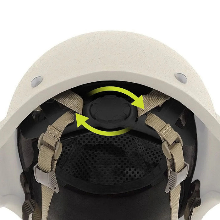 4-point retention system has height-adjustable nape pad, useful for stabilizing the helmet when using NVGs