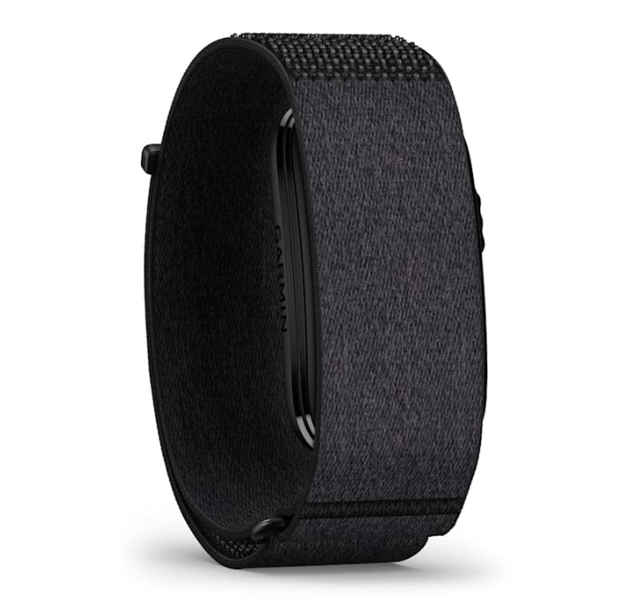 the garmin cirqa screenless smart back int he black variant showing the screenless front with the brandname branded on the side of it