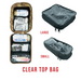 the haley strategic partners flatpack plus int he color multicam and is showcased witht he optional bundle of a clear top bag that is in the color black
